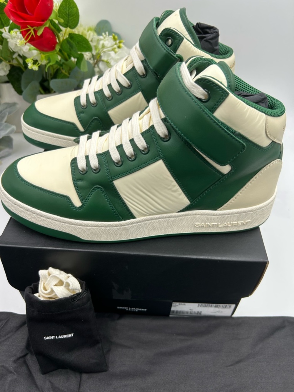 Men's Saint Laurent LAX high top leather sneakers size 42/9 US made in Italy - Picture 6 of 12